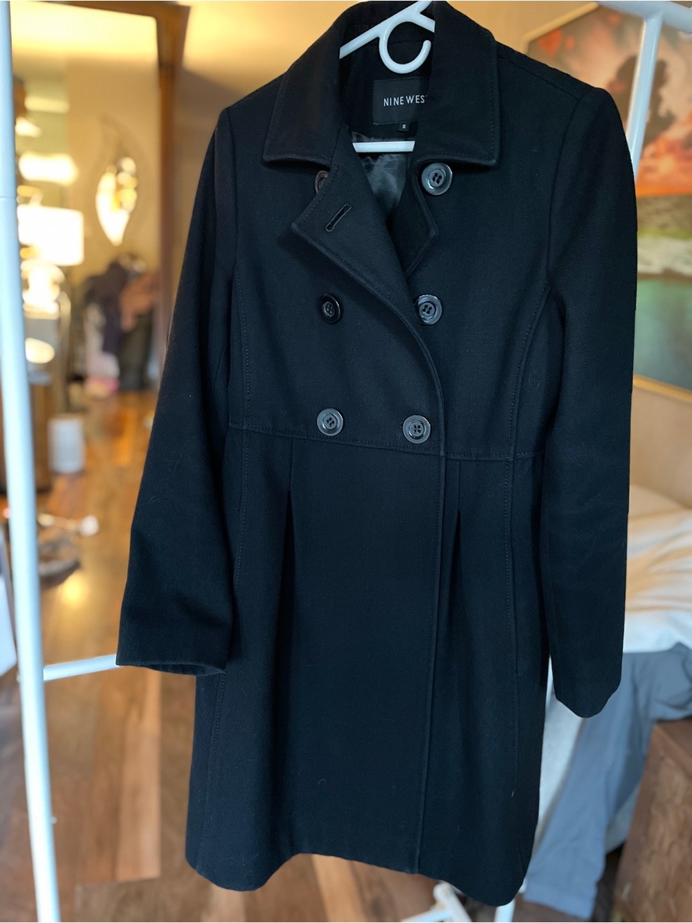 Nine West Black Double-Breasted Trench Coat